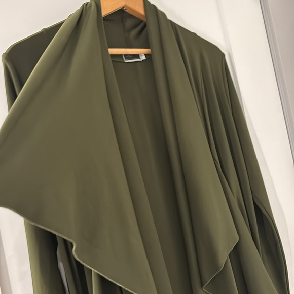 SYMPLI open front long cardigan duster Olive Green Drape Cardigan jacket size 2 - Picture 8 of 12
